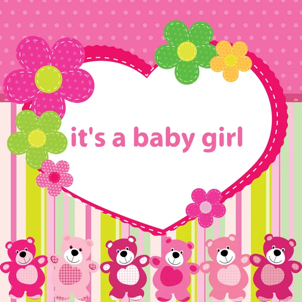 Cartão de saudação com o nascimento de uma menina — Vetor de Stock