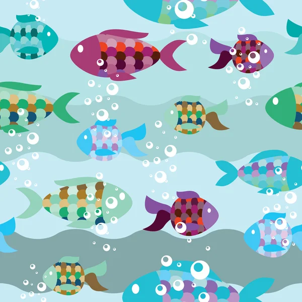 Seamless mönster av fisk i havet — Stock vektor