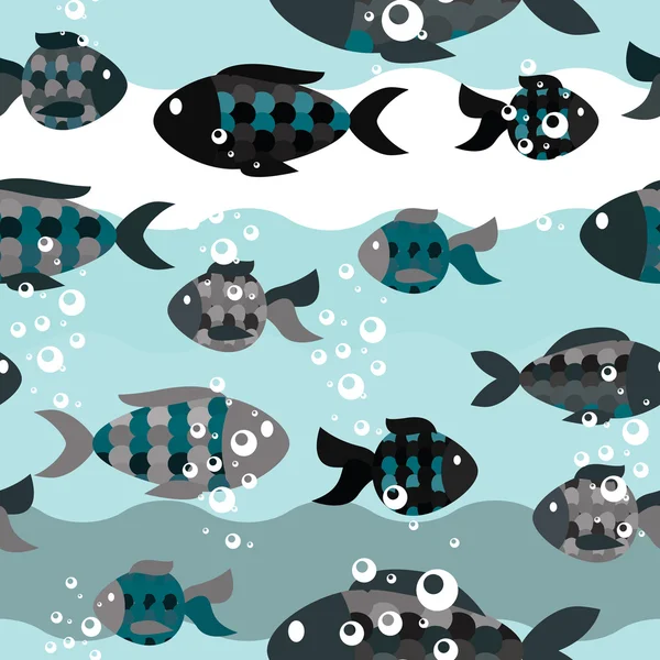 Χωρίς ραφή πρότυπο των ψαριών στη θάλασσα — Διανυσματικό Αρχείο