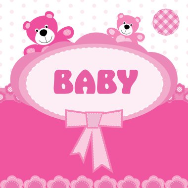 Greeting card with the birth of a baby girl clipart