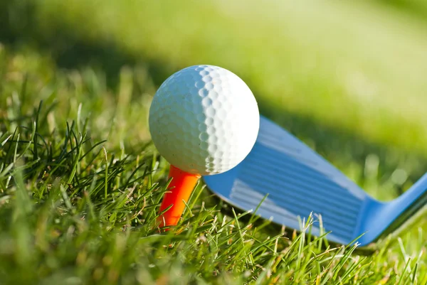 Playing golf. Golf club and ball. Preparing to shot — Stock Photo, Image