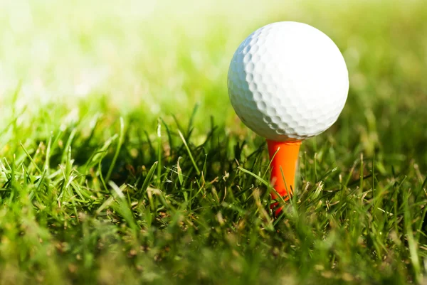 Pelota de golf en tee en rango de draving —  Fotos de Stock