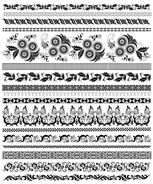 Ensemble de bordures florales décoratives — Image vectorielle