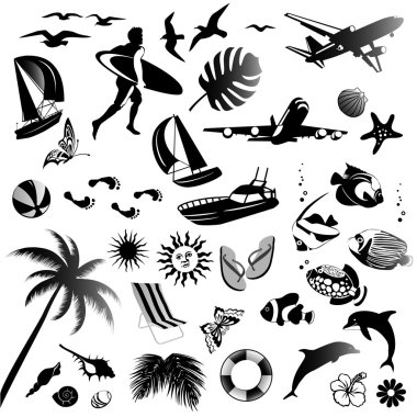 Set of vector icons of summer clipart