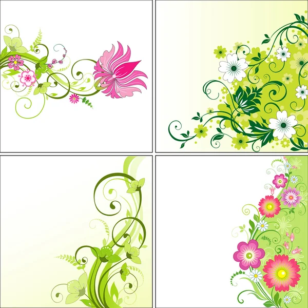 Set of flower backgrounds — Stock Vector