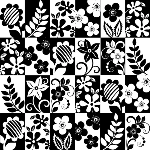 Czarno-białe tło kwiatowe — Wektor stockowy