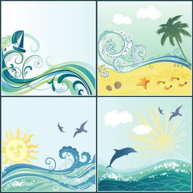 Set of maritime backgrounds clipart