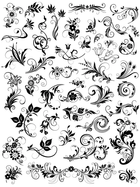 Kalligrafische florale Designelemente Stockillustration