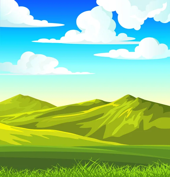 Літній пейзаж з зеленим луком — стоковий вектор