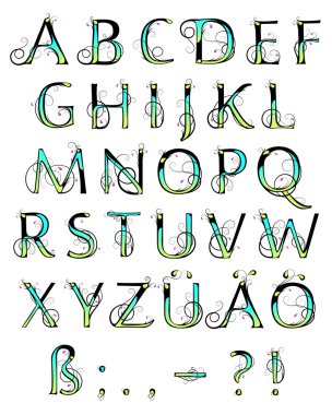 Floral alphabet clipart