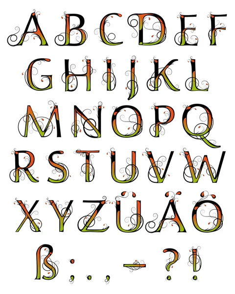 Bright floral alphabet — Stock Vector