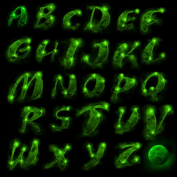 Alfabeto verde, conjunto — Fotografia de Stock