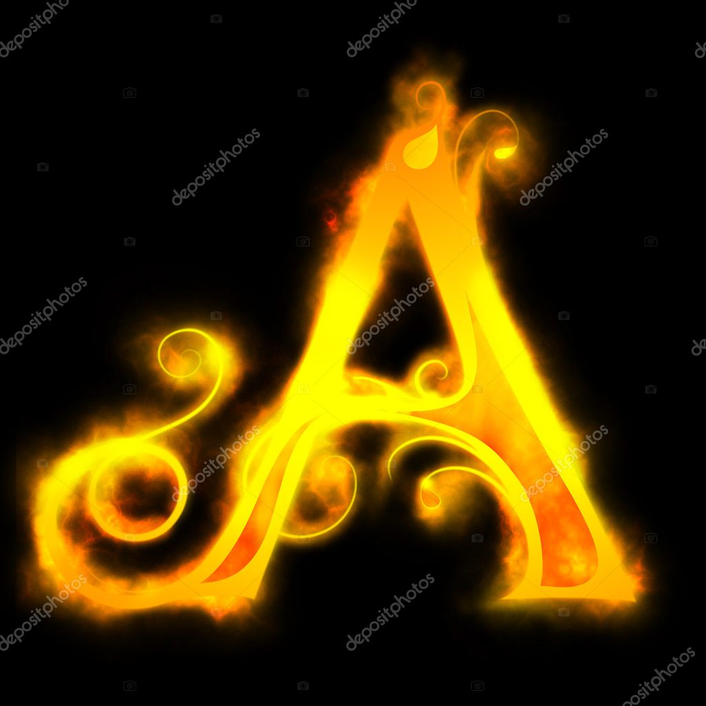 Red fiery letters, A — Stock Photo #11162378