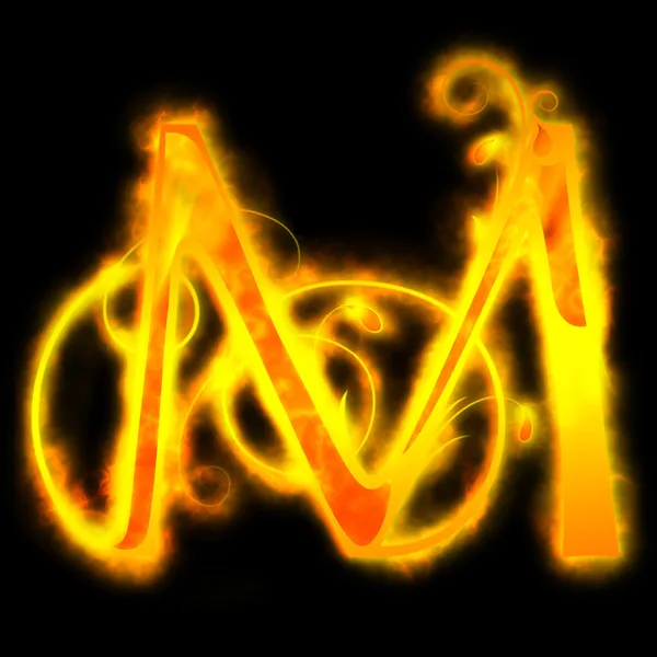 Красные огненные буквы, М — стоковое фото