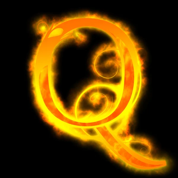 Piros tüzes betű, Q — Stock Fotó