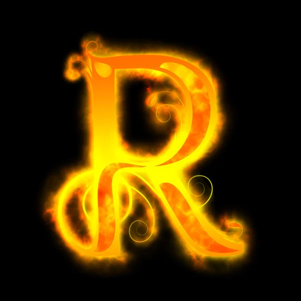 Красные огненные буквы, R — стоковое фото