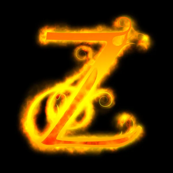 Красные огненные буквы, Z — стоковое фото