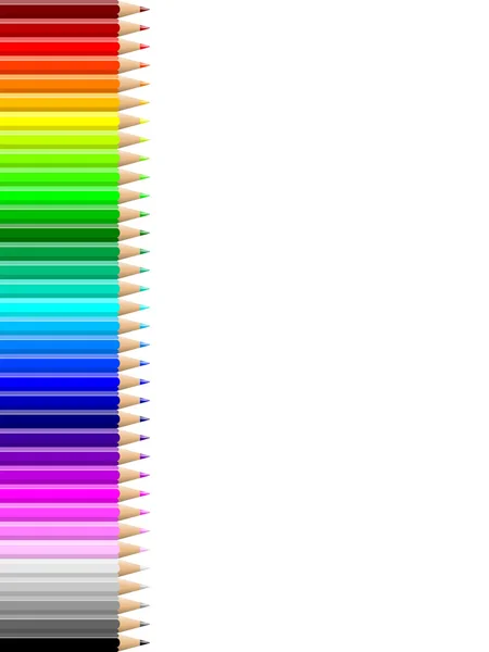 Parede de lápis colorido na folha de caderno vazia branca — Fotografia de Stock