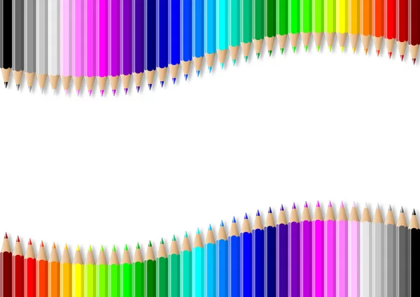 Colorful pencils wall on empty white background — Stock Photo, Image