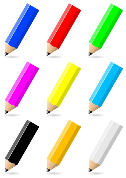 Zestaw kolorowych ołówków, z czarną końcówką — Zdjęcie stockowe