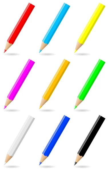 Uppsättning färgglada pennor med färgad spets — Stockfoto