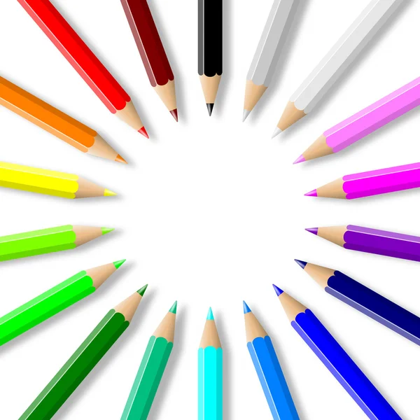 Colorful pencils collection arranged in circle — Stock Photo, Image