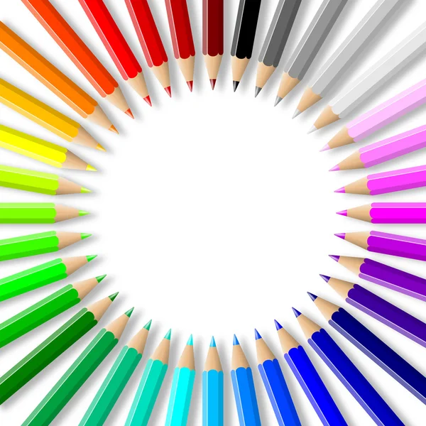 彩色铅笔集合在圈子中排列 — 图库照片