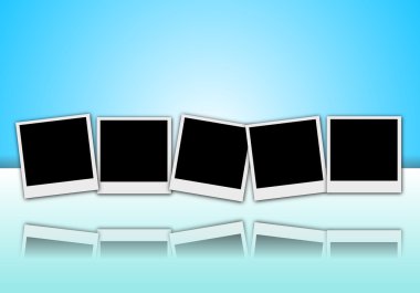 Empty picture frames Polaroid style set clipart