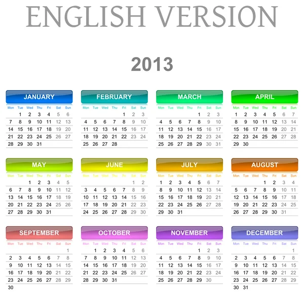 Calendario 2013 versione inglese — Foto Stock