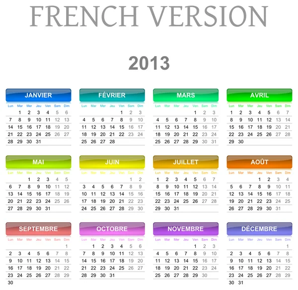 Calendario 2013 versione francese — Foto Stock