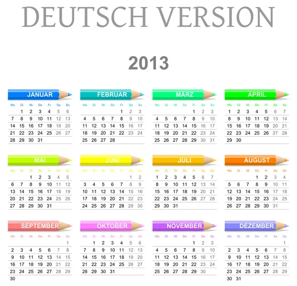 2013 crayones calendario deutsch versión — Foto de Stock
