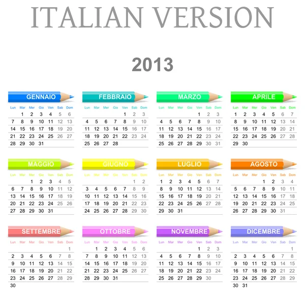 2013 Buntstifte Kalender italienische Version — Stockfoto