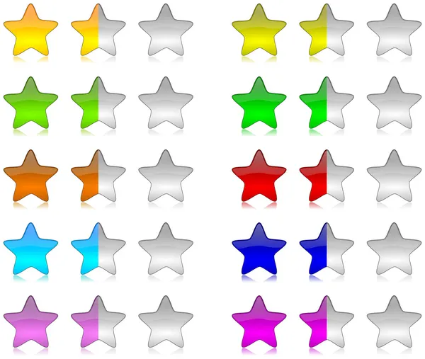 カラフルな評価星のセット — ストック写真