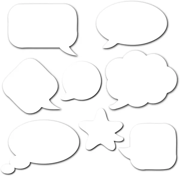 Komik konuşma boş beyaz kabarcıklar seti — Stok fotoğraf