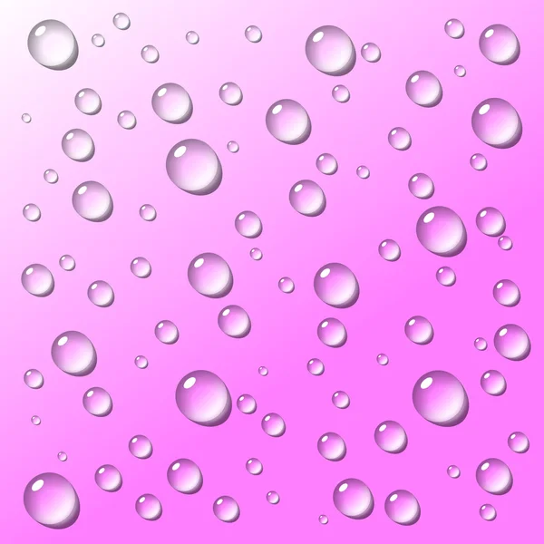 Gotas de agua transparentes sobre fondo rosa — Foto de Stock