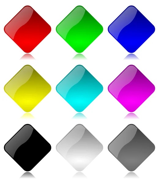 Colored and glossy rhombus buttons set — Stock Photo, Image
