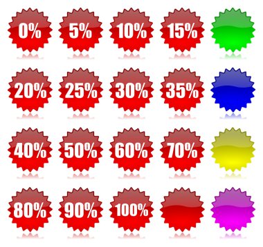 Discount percentage icons set clipart