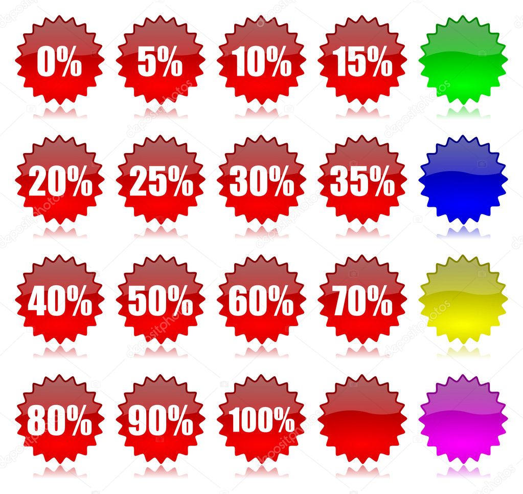Discount percentage icons set