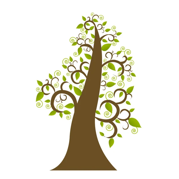 Drzewo abstrakcyjne z liściem — Wektor stockowy