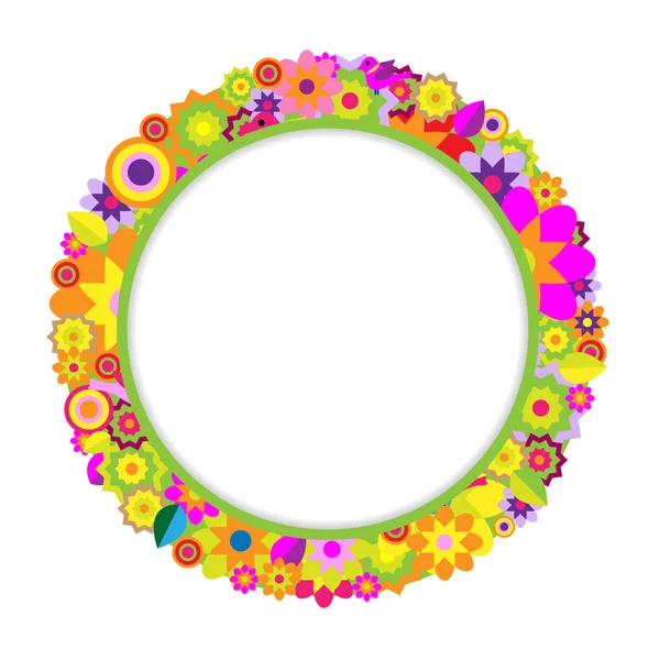 Cirkel av färg blommor och fåglar — Stock vektor