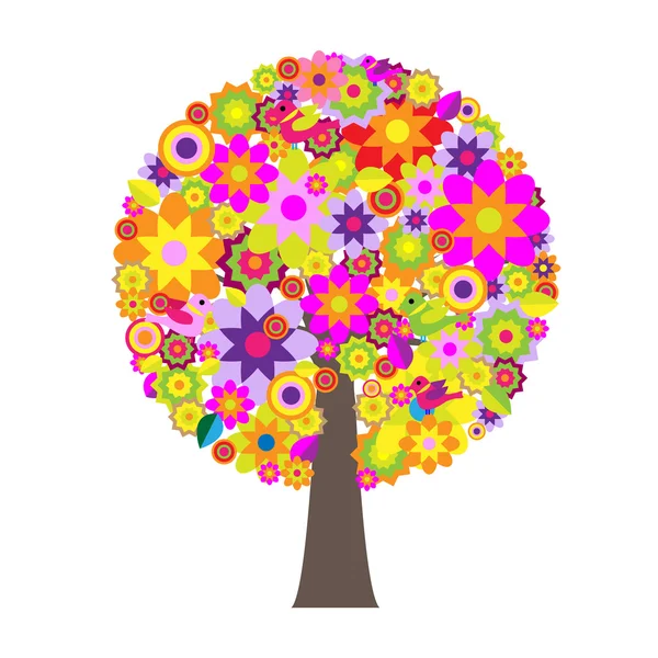 Tree With Flowers — Stock Vector