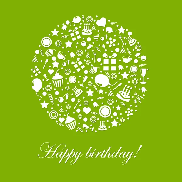 Tarjeta del feliz cumpleaños verde — Archivo Imágenes Vectoriales