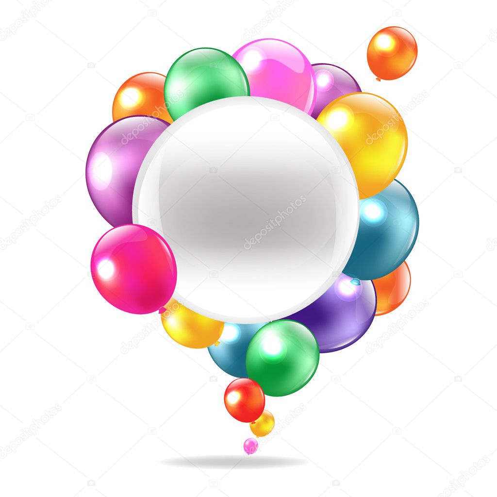 Color Balloons With Speech Bubble