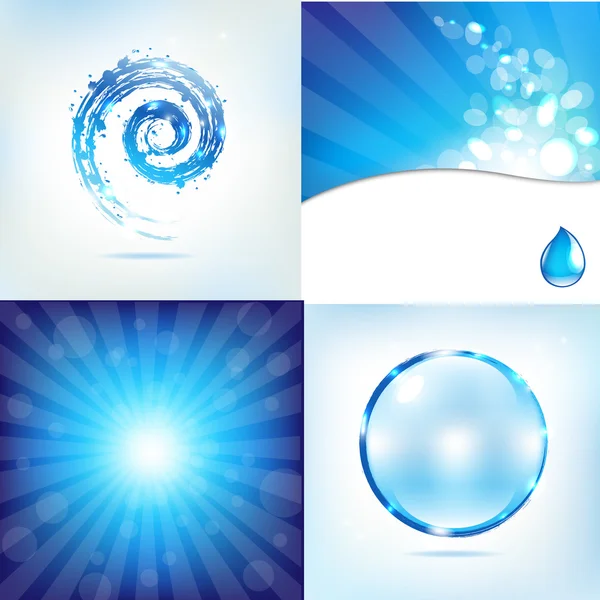 Блакитна вода фон набір — стоковий вектор