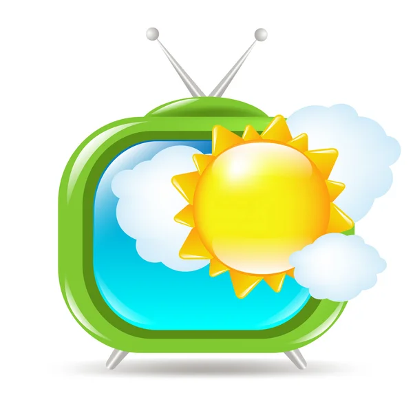 Ретро-телевизор с солнцем и облаками — стоковый вектор
