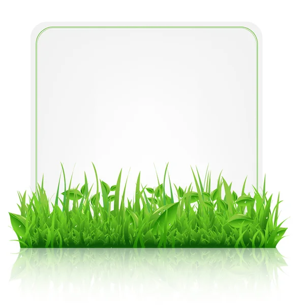 Hierba verde con hoja de papel — Vector de stock