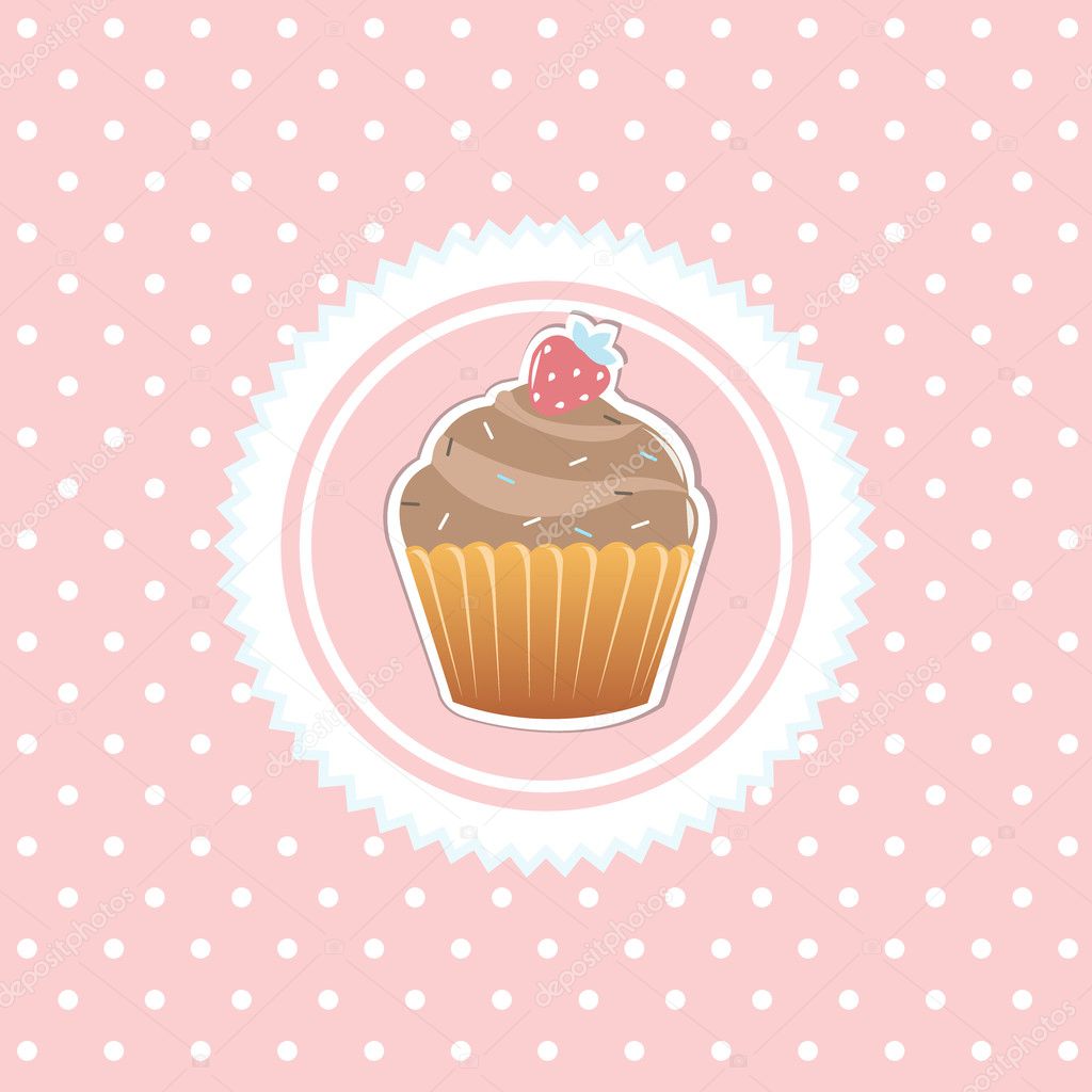 Vintage Card With Cupcake