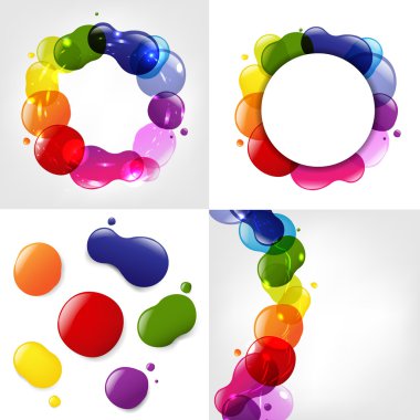 Dialog Balloon And Color Neon Blobs Set clipart