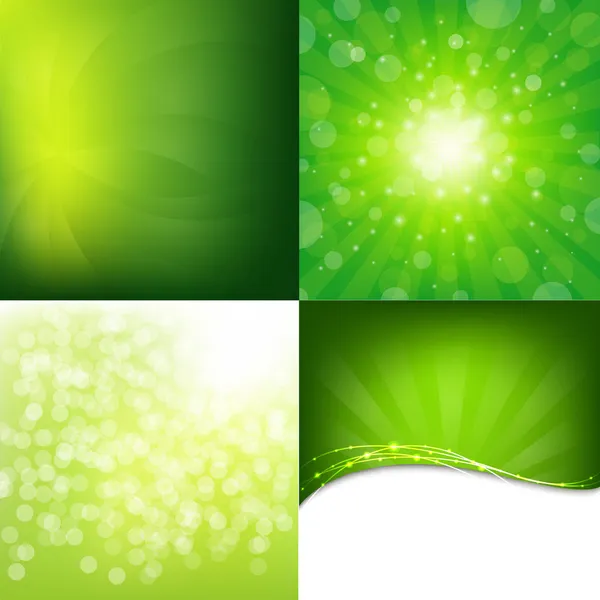 Green Nature Arrière-plans Set — Image vectorielle