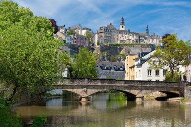 Alzette river in the Grund, Luxembourg clipart